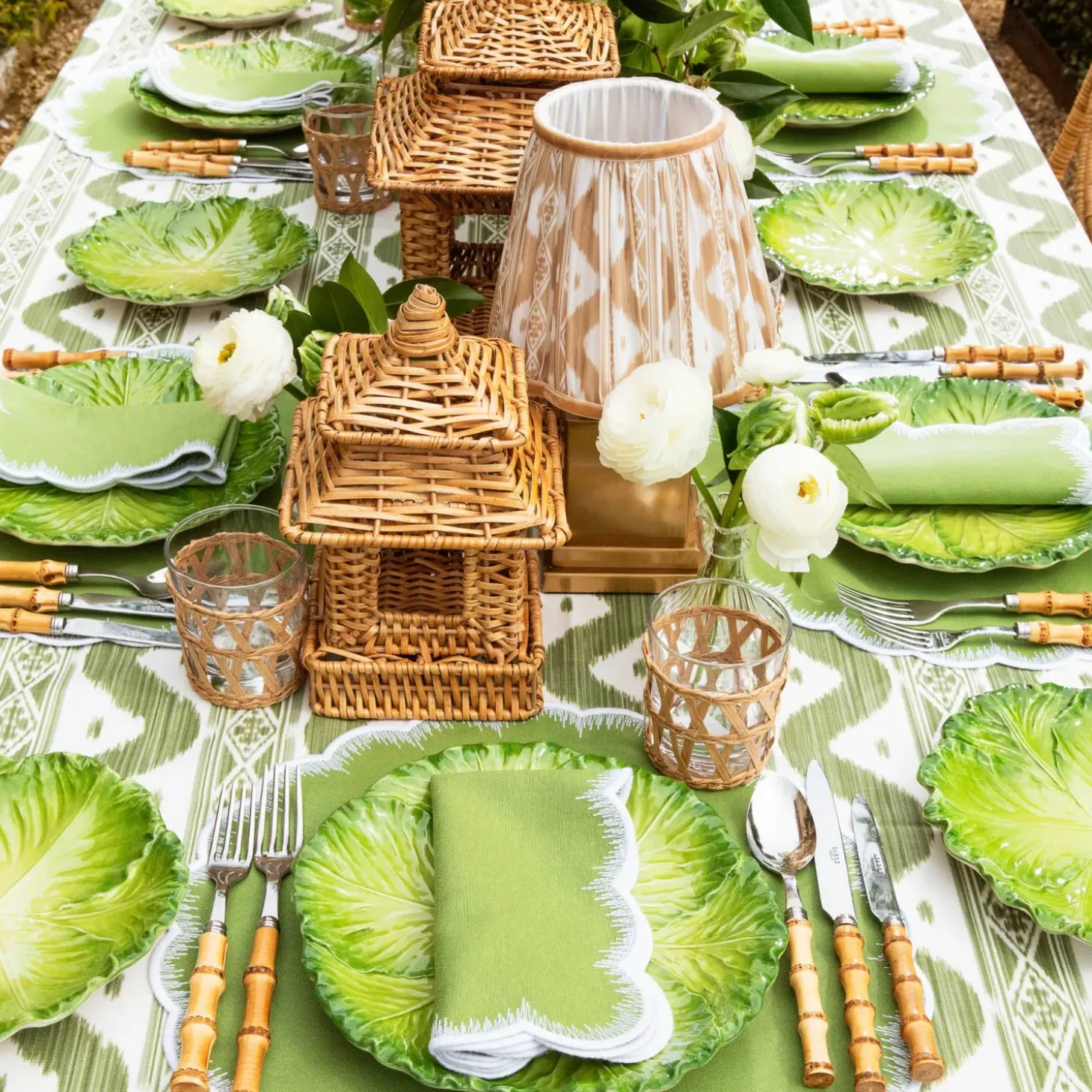 Natural Rattan Pagoda Lantern Set