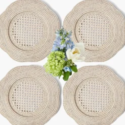 Natural Scalloped Rattan Charger Plates (Set of 4)