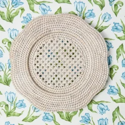 Natural Scalloped Rattan Charger Plates (Set of 4)