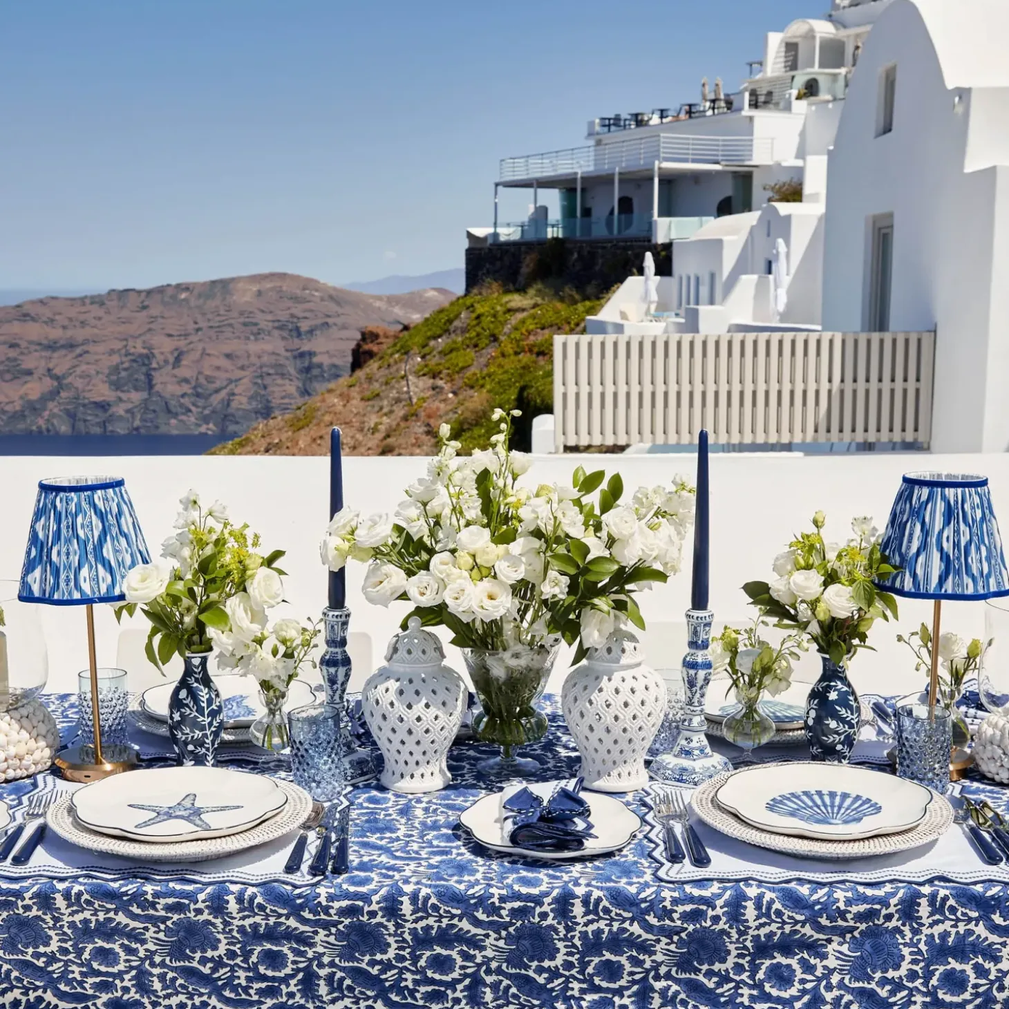 Navy Hobnail Glasses & Jug Set