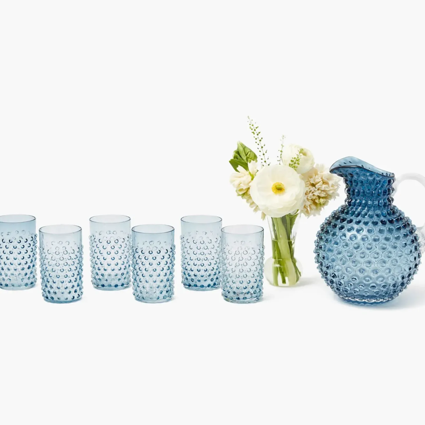 Navy Hobnail Glasses & Jug Set