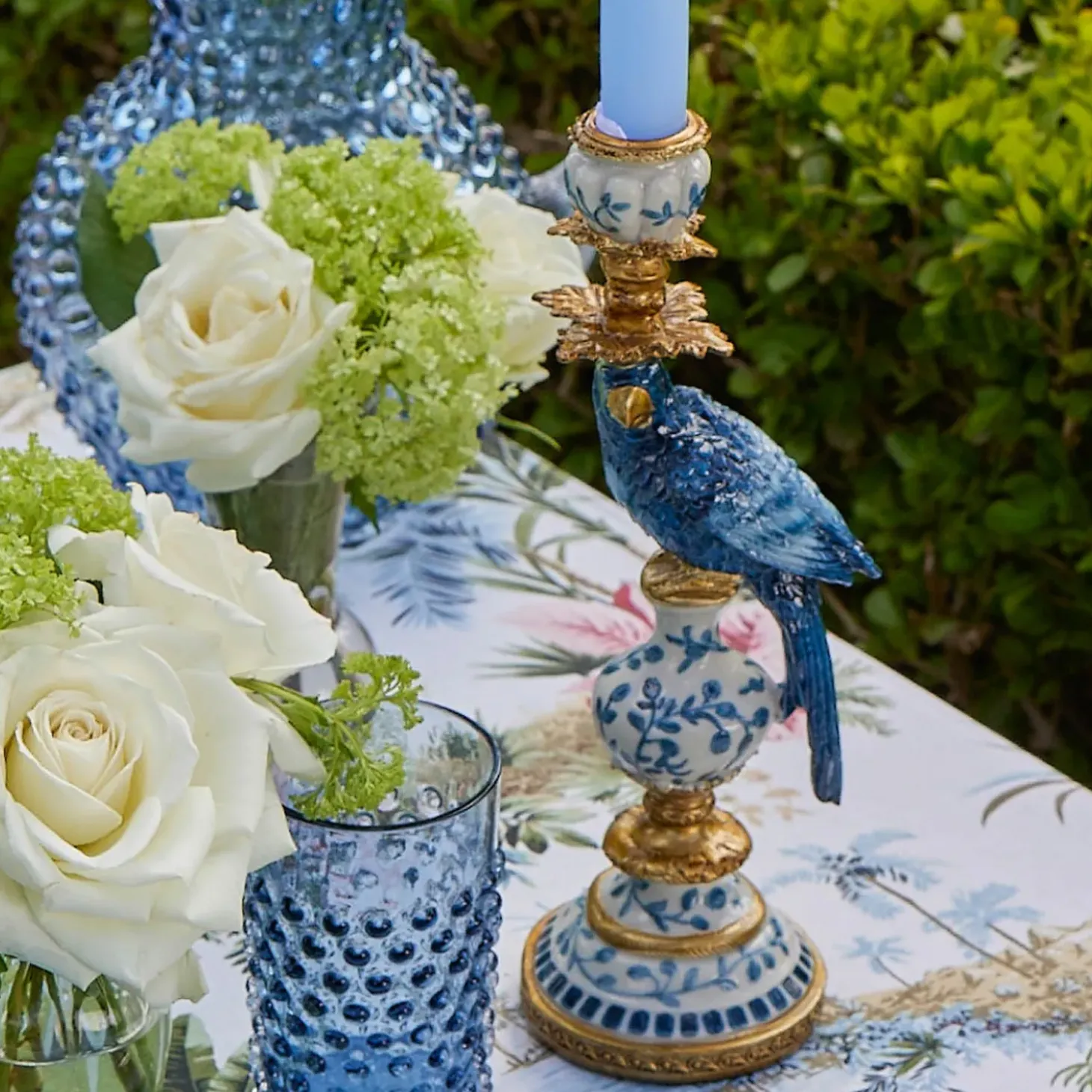 Navy Hobnail Glasses & Jug Set