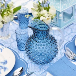 Navy Hobnail Glasses & Jug Set