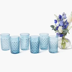 Navy Hobnail Glasses & Jug Set