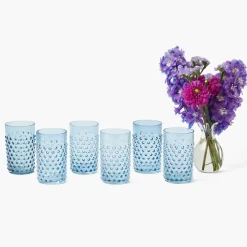 Navy Hobnail Glasses & Jug Set