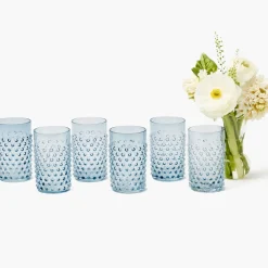 Navy Hobnail Glasses (Set of 6)