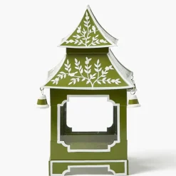 Olive Chinoiserie Pagoda Lantern