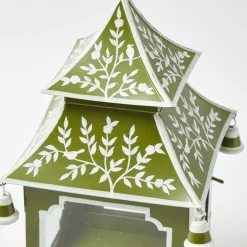 Olive Chinoiserie Pagoda Lantern
