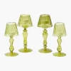 Olive Glass Lantern Tea Light Holder Set