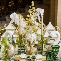 Olive Glass Lantern Tea Light Holder Set