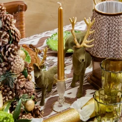Olive Green Flocked Reindeer Family