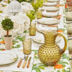 Olive Green Hobnail Glasses (Set of 6)