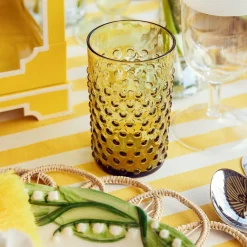 Olive Green Hobnail Jug & Glasses (Set of 6)