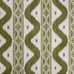 Olive Green Ikat Stripe Fabric