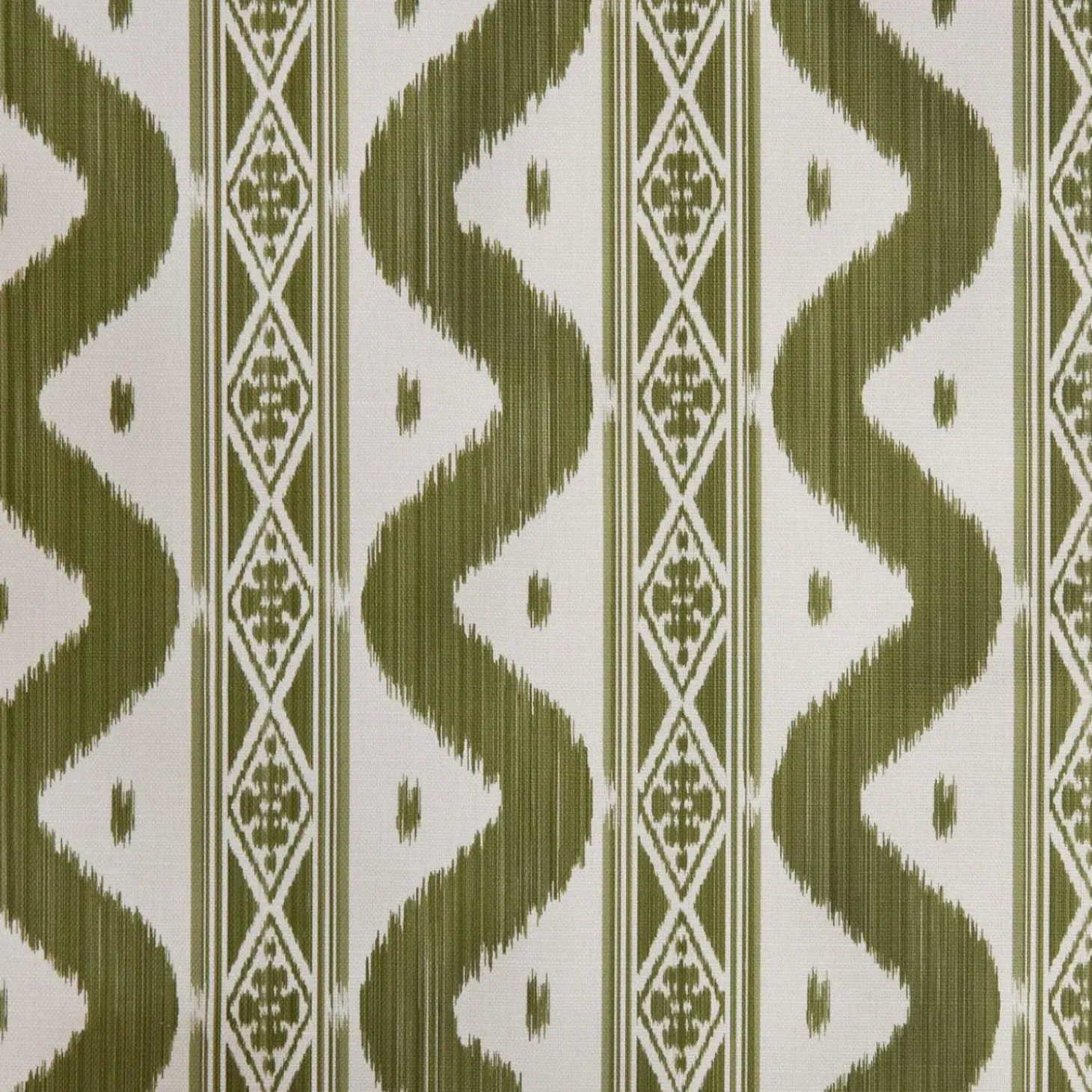 Olive Green Ikat Stripe Fabric