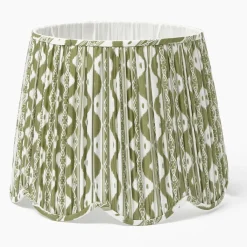 Olive Ikat Deep Scalloped Lampshade (40cm)