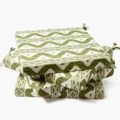 Olive Ikat Seat Pad Cushions (Set of 4)