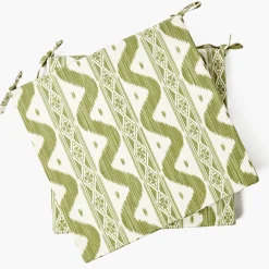 Olive Ikat Seat Pad Cushions (Set of 4)