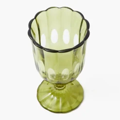 Olive Scalloped Wine Glasses (Set of 6)