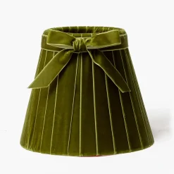 Olive Velvet Bow Lampshade (18cm)