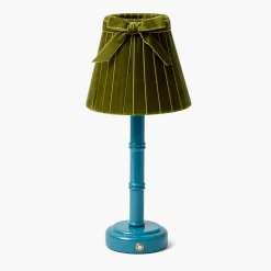 Olive Velvet Bow Lampshade (18cm)