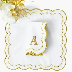 Olivia White & Gold Napkins (Set of 4)