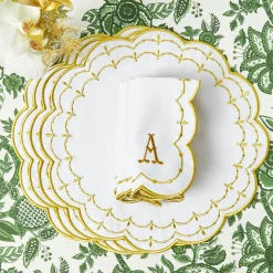 Olivia White & Gold Placemats & Napkins (Set of 4)