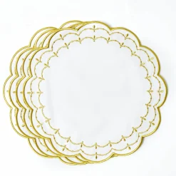 Olivia White & Gold Placemats & Napkins (Set of 4)