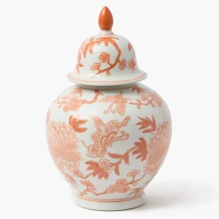 Orange Chinoiserie Ginger Jar