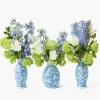 Pale Blue Hand Painted Tole Bud Vases (Set of 3)