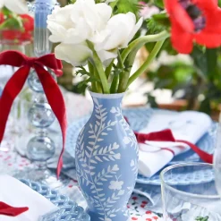 Pale Blue Hand Painted Tole Bud Vases (Set of 3)
