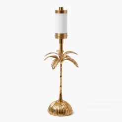 Palm Tree Rechargeable Lamp with Green & Blue Lotus Shade (18cm)
