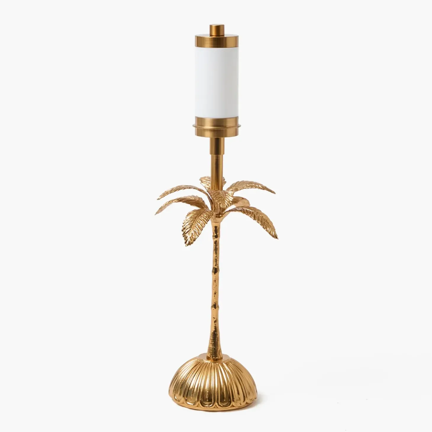 Palm Tree Rechargeable Lamp with Green & Blue Lotus Shade (18cm)