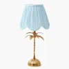 Palm Tree Rechargeable Lamp with Soft Blue Lotus Shade (18cm)
