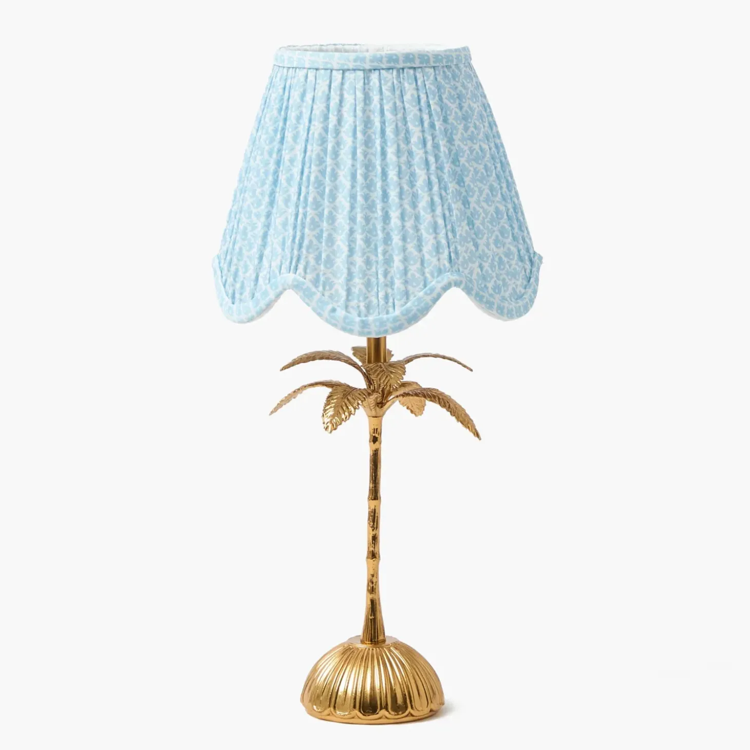 Palm Tree Rechargeable Lamp with Soft Blue Lotus Shade (18cm)