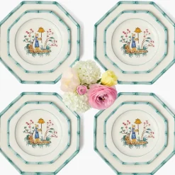 Patricia Blue Bamboo Dinner & Starter Plates (Set of 8)