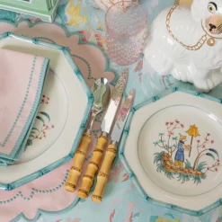 Patricia Blue Bamboo Dinner & Starter Plates (Set of 8)
