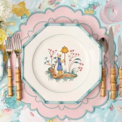 Patricia Blue Bamboo Dinner & Starter Plates (Set of 8)