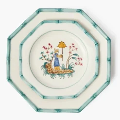 Patricia Blue Bamboo Dinner & Starter Plates (Set of 8)