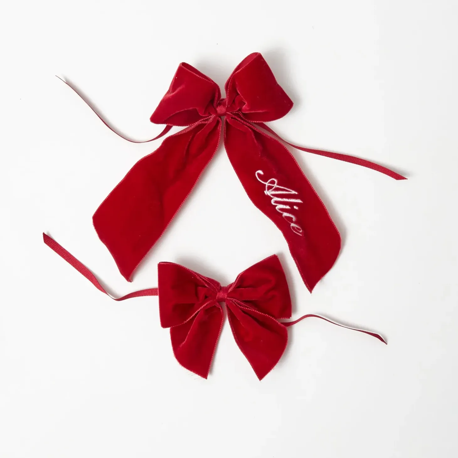 Personalisable Berry Red Velvet Bow