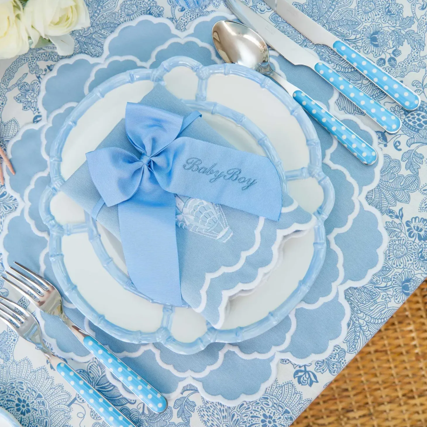 Personalisable Blue Grosgrain Bow
