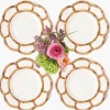 Petal Bamboo Ceramic Dinner Plates (Set of 4)