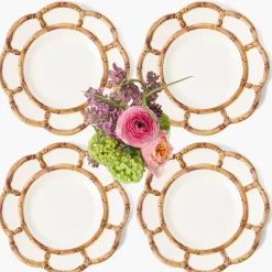 Petal Bamboo Ceramic Dinner Plates (Set of 4)