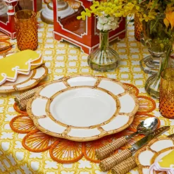 Petal Bamboo Ceramic Dinner Plates (Set of 4)