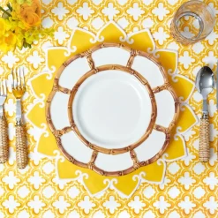 Petal Bamboo Ceramic Dinner Plates (Set of 4)