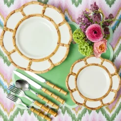 Petal Bamboo Ceramic Dinner & Starter Plates (Set of 8)