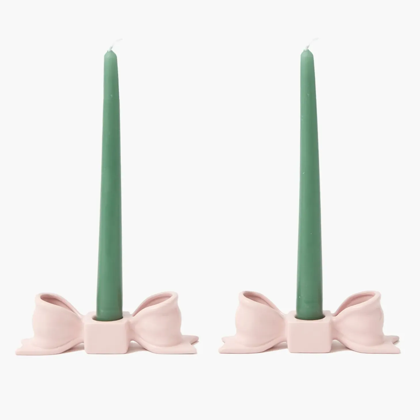 Petal Pink Ceramic Bow Candle Holder (Pair)