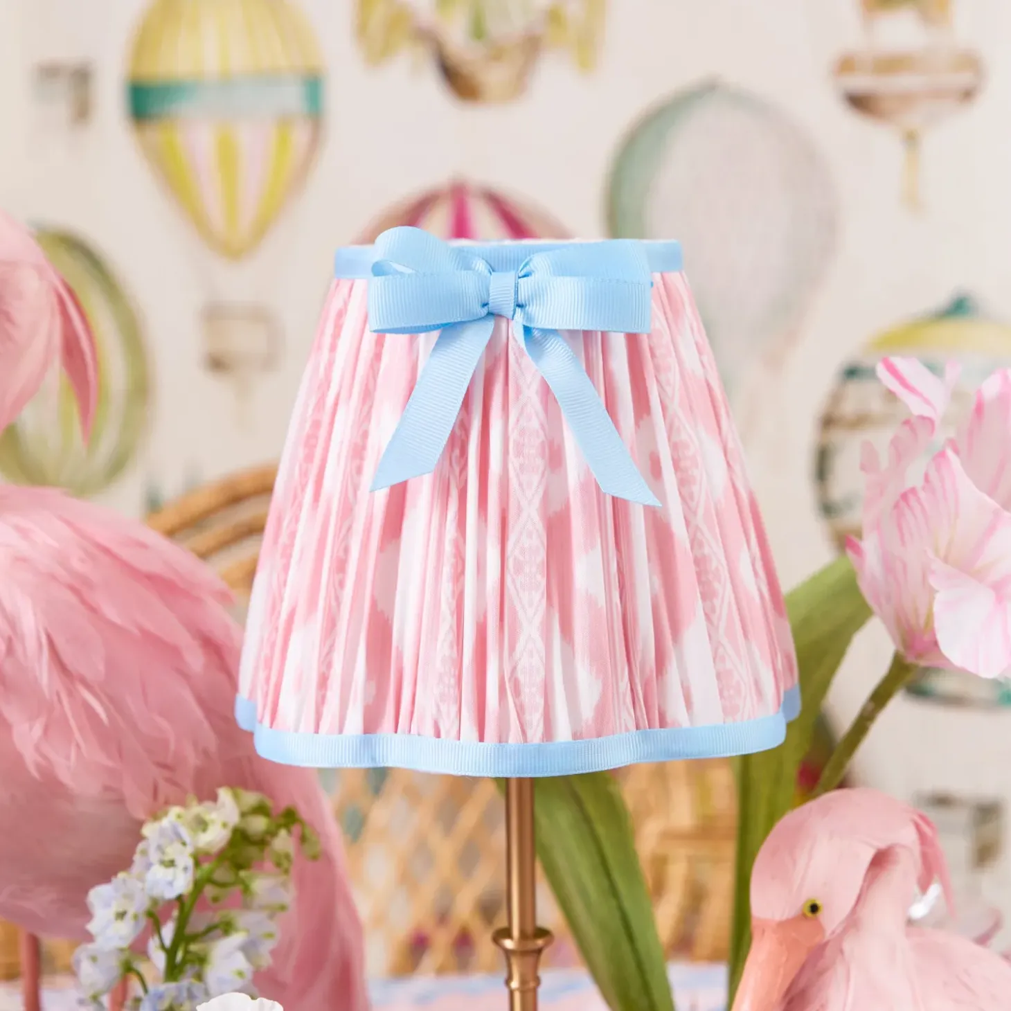 Pink & Blue Ikat Bow Lampshade (18cm)