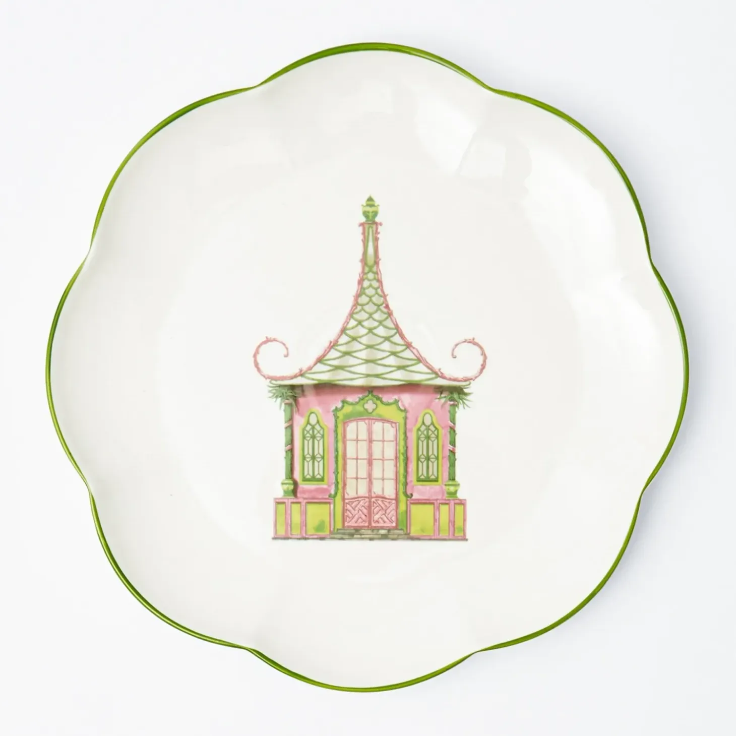 Pink & Green Pagoda Dinner Plate