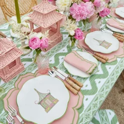 Pink & Green Pagoda Dinner Plate
